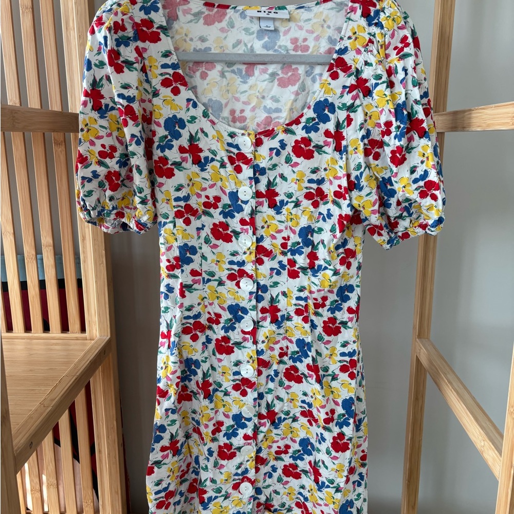 Rixo Multicolor Floral Button-Down Mini Dress - image 1